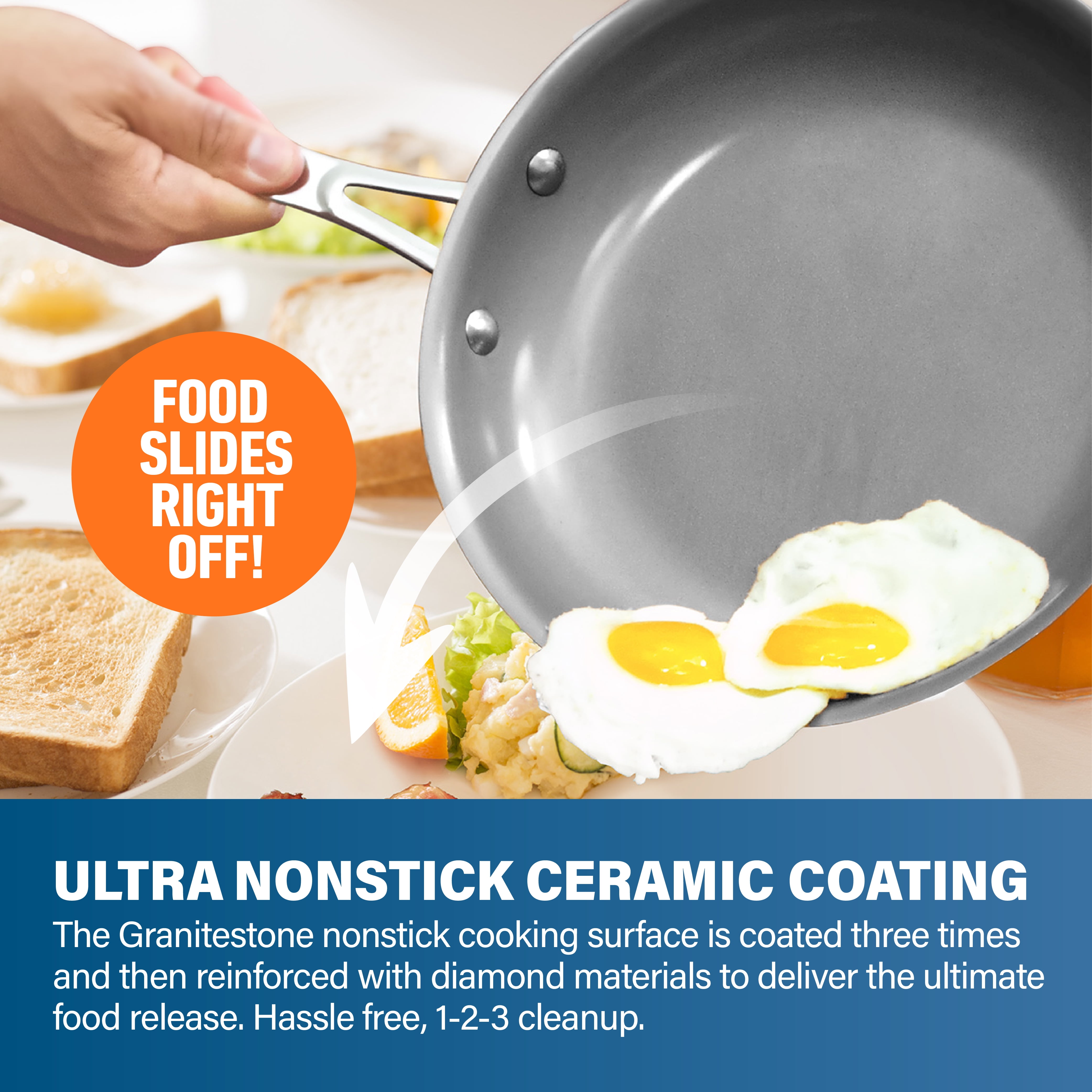 Granitestone Diamond Nonstick Pots and Pans 10 Piece Kitchen Cookware Set Cooking Frying Skillet Sauce Pan Stock Pot Blue