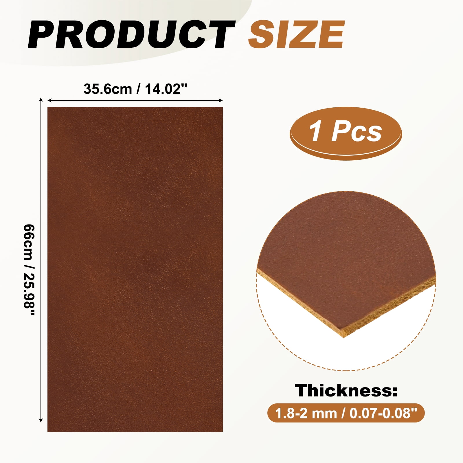 Uxcell Genuine Leather Sheets, 26" x 14" 4-5 oz (1.8-2mm) Thick Full Grain Leather Sheet Tooling Precut for Carving Engraving Molding Embossing Stamping, Red Brown