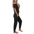 thumbnail image 4 of Honganda Women Solid Color Clothes Set, Off-shoulder Tops+Drawstring Long Pants, 4 of 8