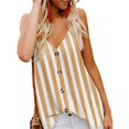 thumbnail image 1 of Fiudx Ofertas Flash Artículos En Oferta Camiseta Sin Mangas con Cuello En V y Botones a Rayas para Mujer, 1 of 3
