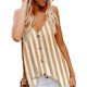 thumbnail image 1 of Fiudx Ofertas Relámpago Camiseta Sin Mangas con Cuello En V y Botones a Rayas para Mujer, 1 of 3