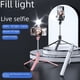 thumbnail image 1 of Trípode para selfies con teléfono móvil de 1,4/1,7 metros de largo, soporte en vivo con trémolo, luz para fotografía en el suelo integrada, 1 of 5
