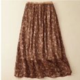 thumbnail image 4 of Best Buy Women's Chiffon Elastic High Waist Pleated A-Line Flared Maxi Skirts Ndbuld Floral Vintage Mid-length A-line Skirt Girl,Coffee,XL, 4 of 9