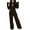 Brown, variant on KIHOUT Clearance Women's Flare Sleeve Button Color Wide Leg Pants Casual Suit