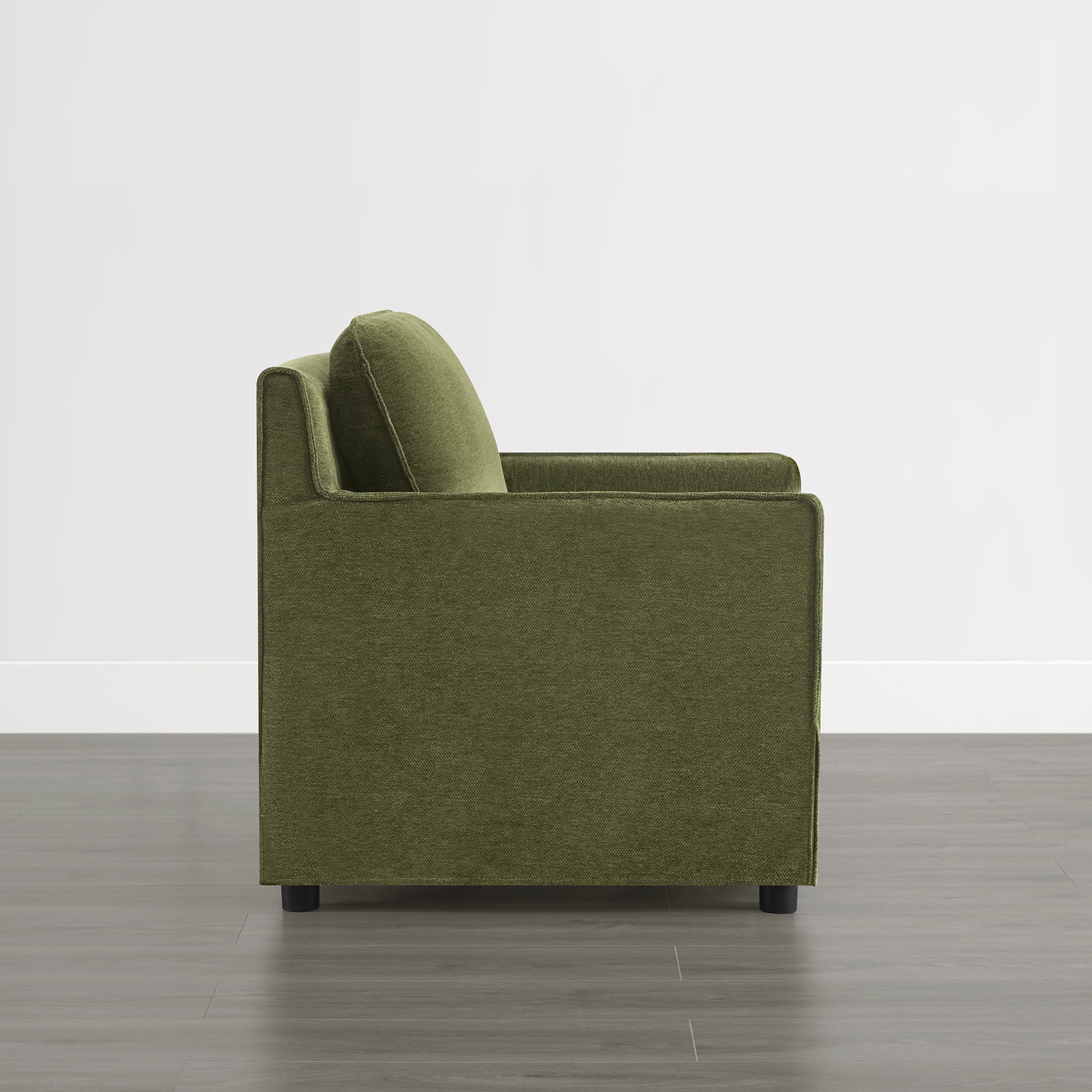 Spruce & Spring Upholstered Accent Chair for Living Room and Bedroom, Modern Lounge Armchair with Removable Cushions and Track Arms, Green Fabric