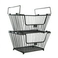 thumbnail image 4 of K-Cliffs Stackable Metal Storage Baskets Heavy Duty Quality Bread Wire Baskets Snack Bins for Office Craft Room Kitchen Pantry Office Garage Store Display, 3pcs Pack, Black, 4 of 5