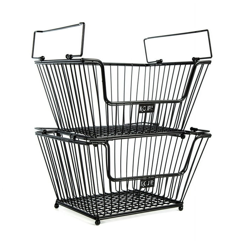 K-Cliffs Stackable Metal Storage Baskets Heavy Duty Quality Bread Wire  Baskets Snack Bins for Office Craft Room Kitchen Pantry Office Garage Store