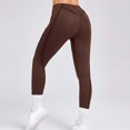 thumbnail image 4 of Olyvenn Womens Butt Lifting Leggings Tummy Control Exposed Lined Seams Yoga Pants Comfy High Waisted Workout Gym Compression Coffee 4-6, 4 of 4