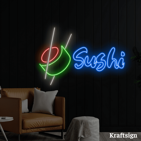 Craftnamesign Sushi Neon Sign, Sushi Restaurant Decor, Sushi LED Signage