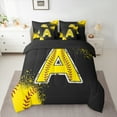 thumbnail image 2 of Manfei Baseball Print Twin Bedding Sets 7pcs for Boys Girls, Sport Monogrammed Bedding Comforter Set, Personalized Letter A Sheet Sets, Microfiber Bedroom Decor, 2 of 8