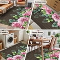 thumbnail image 5 of Spring Pink Roses Area Rugs 2.7'x5', Washable Small Throw Rugs for Kitchen Bedroom, Pastoral Eucalyptus Leaves Brown Wooden Indoor Outdoor Rug Non-Slip Low Pile Carpet Runner Reversible Floor Mats, 5 of 8