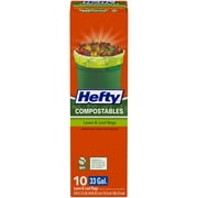 Hefty Compostables Lawn & Leaf Garbage Bags, 33 Gallon, 10 Count