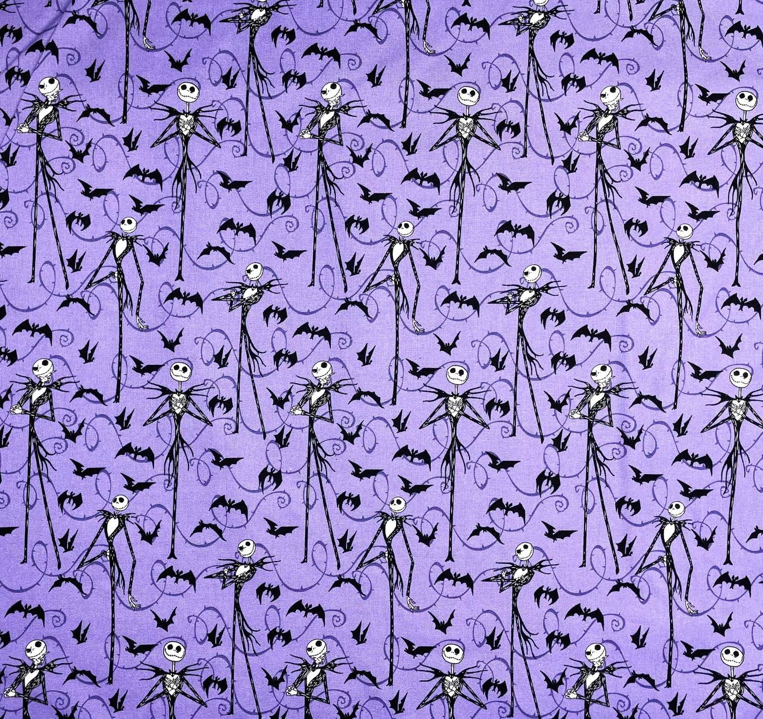 1 Yard - Nightmare Before Christmas Jack on Purple Cotton Fabric (Great for Quilting, Sewing, Craft Projects, Throw Pillows & More) 1 Yard X 44" Wide