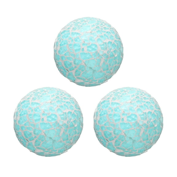 Uxcell 3Pcs Decorative Glass Balls 2.36 Inch Orbs Centerpiece Balls Mosaic Glass Ball Sphere for Decor Bowls Vases Dining Table Party, Light Blue