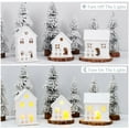 thumbnail image 3 of ABPETE 3pcs Christmas Village Houses Sets: Glowing Christmas Village Accessories Led Lighted Diy Christmas Sets Christmas Figurines House White Christmas Village For Winter Xmas Holiday Party, 3 of 9