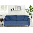 thumbnail image 2 of 3 Seat Sofa, Modern Upholstered Sofa with 2 Pillows and Solid Wood Frame, Linen Fabric Couch for Apartment, Living Room and Office, Blue, 2 of 8