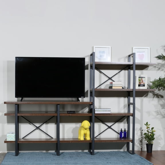 Davee Furniture Open Antigue Wood Shelves 6-tier Entertainment TV Stand - 56.69*82.68*13.78 inches