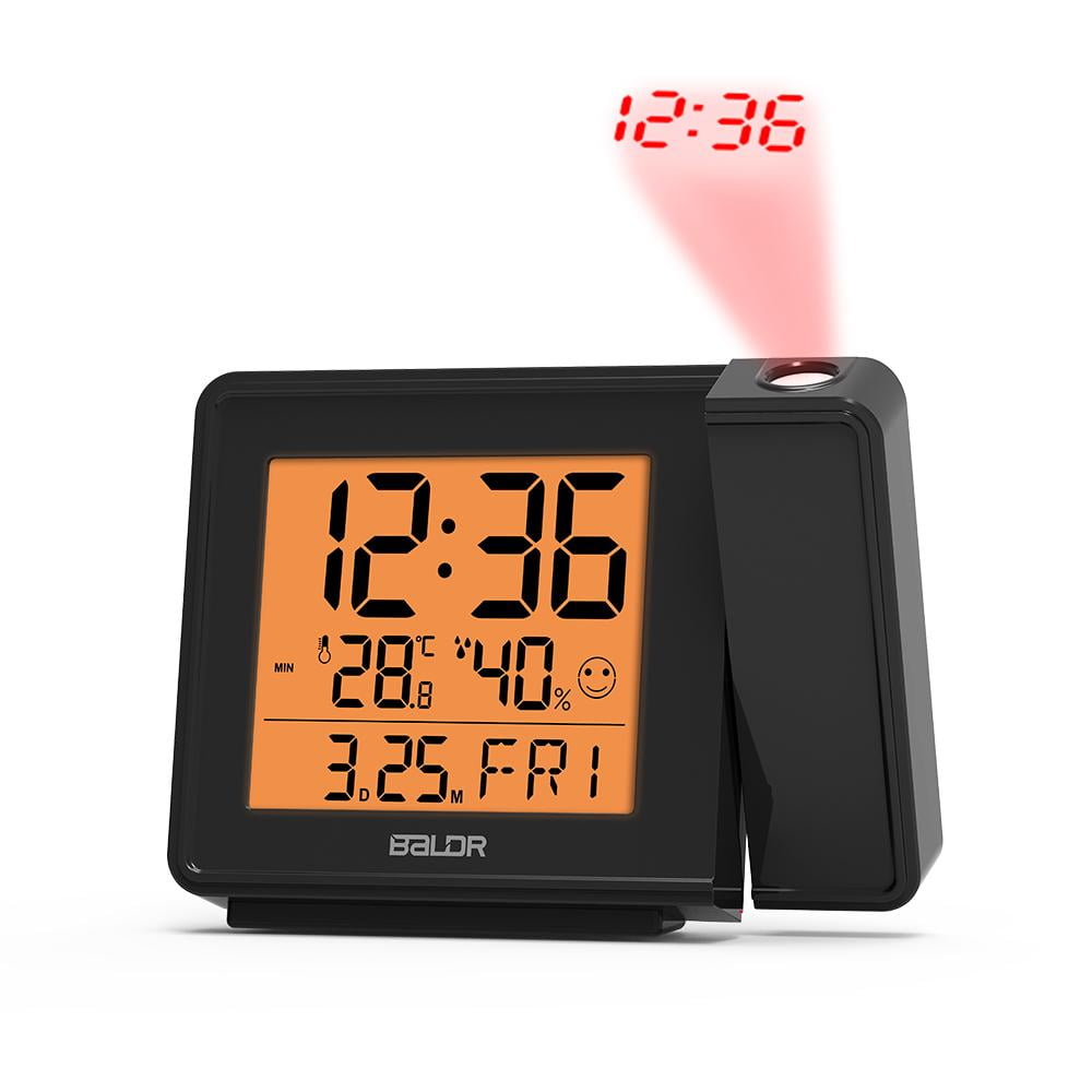 The Projection Alarm Clock Weather Monitor Large LCD Screen Atomic Time 