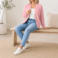 thumbnail image 4 of Women's Fleece Full Zip Sweatshirt Jackest - Long Sleeve Zipper No Hood Coat Outerwear - Fall Fashion Versatile Jackets with Pockets, 4 of 9