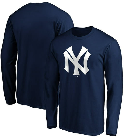 Men's Navy New York Yankees Cooperstown Collection Huntington Logo Long Sleeve T-Shirt