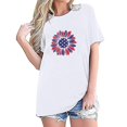 thumbnail image 3 of Tops Cortos para Mujeres Bandera de Moda Impresa Cuello Redondo, Camiseta de Manga 3/4 para Uso Diario, Casero Y Cómodo, 3 of 4