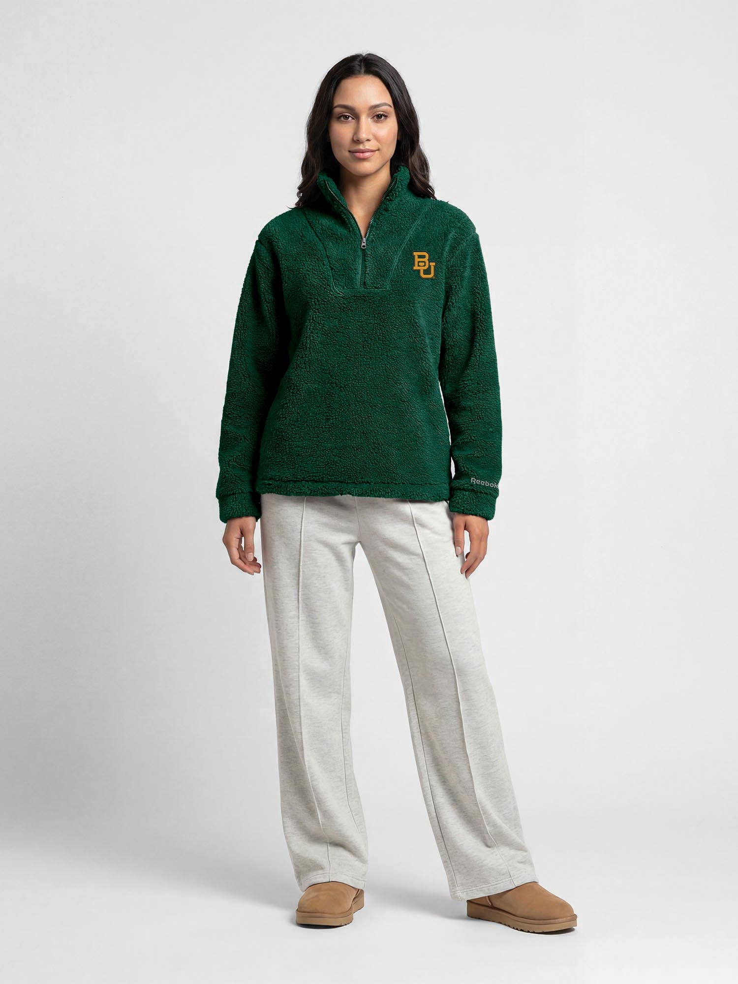Baylor Bears Reebok Womens Relaxed Fit Qtr Zip Sherpa Pullover