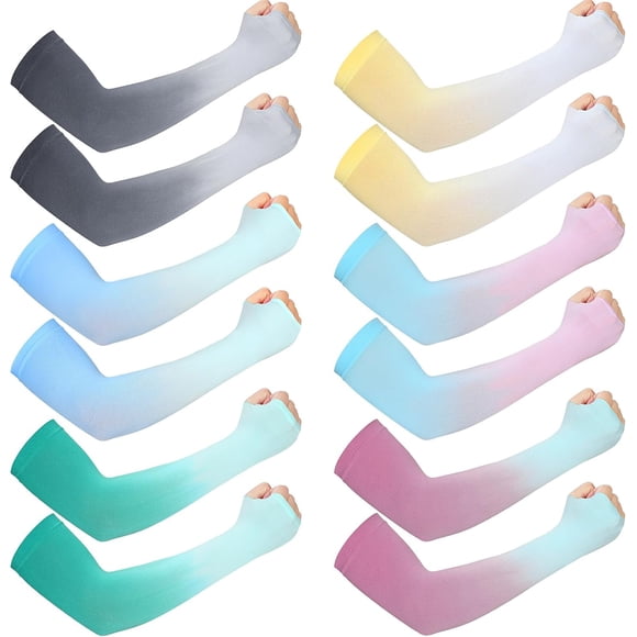 6 Pairs UV Sun Protection Arm Sleeves to Cover Arms for Women Compression Sleeves for Men