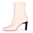 thumbnail image 2 of YDN Women Classic Closed Square Toe Ankle High Booties Chunky Mid High Heel Side Zipper Short Boots Office Shoes Size 5 Beige, 2 of 4