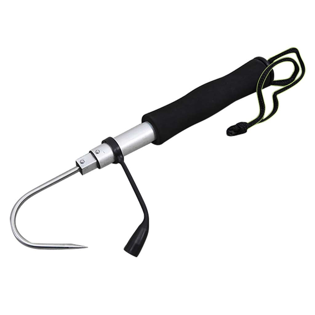 1X Telescopic Retractable Fish Gaff Ice Sea Fishing Spear Hook Stainless Tackle 