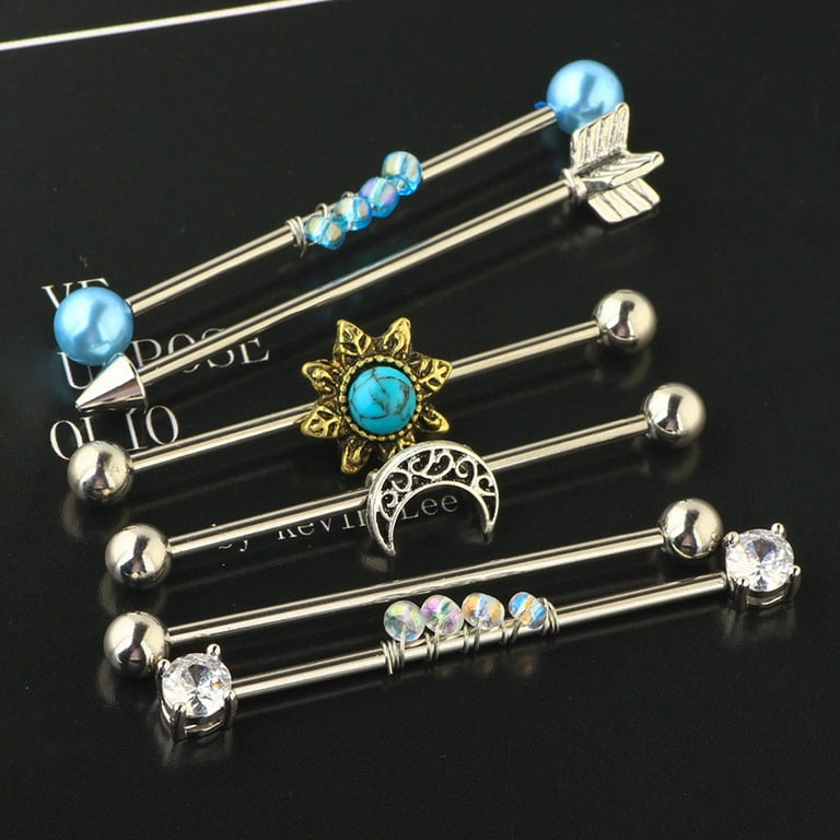 KiBcsLic 6Pcs Industrial Barbell Earrings Industrial Piercing Bar