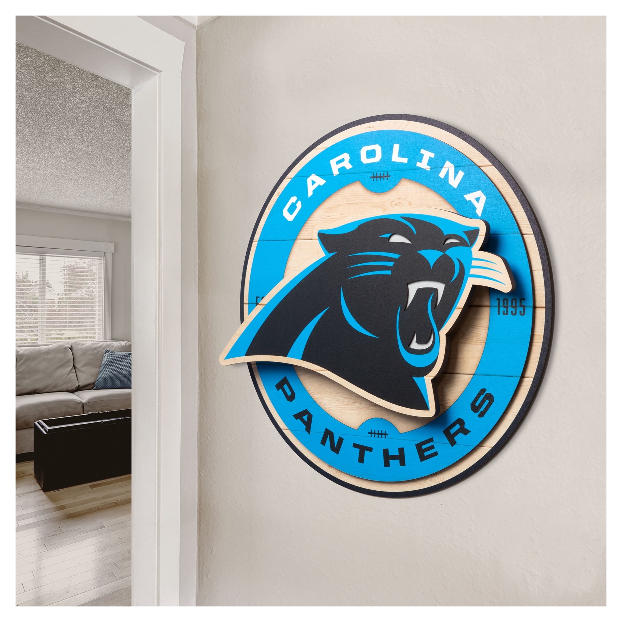 IDNA Carolina Panthers 15" x 15" 3DX Logo Circle Backer Wall Art