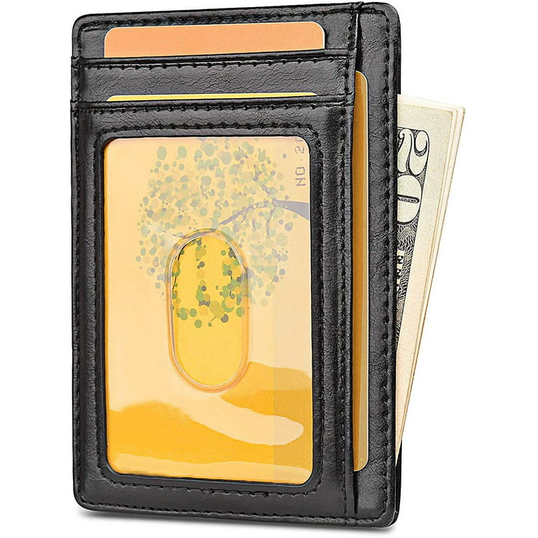 Surlong Slim Wallet for Mens Money Clip Card Cases Genuine Leather