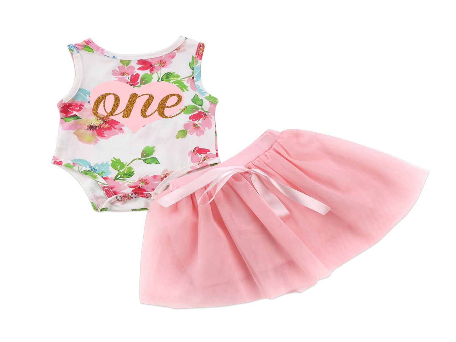 Cute Newborn Baby Girl 1st Birthday Party Dress Floral Romper Tutu Skirt Clothes 