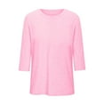 thumbnail image 3 of DuoJiaJ Women's Plus Size Top Casual Short Sleeved Patterned T Shirt Oversized Top Cropped Tops for Women Pink XXL, 3 of 3