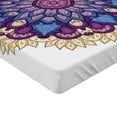 thumbnail image 2 of Ambesonne Folk Fitted Sheet, Floral Ornament Nature, Full Size, Purple Yellow, 2 of 3