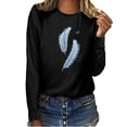 thumbnail image 2 of Pompotops T-shirt Décontracté Imprimé pour Femmes Col Rond Manches Longues Blouse, 2 of 5