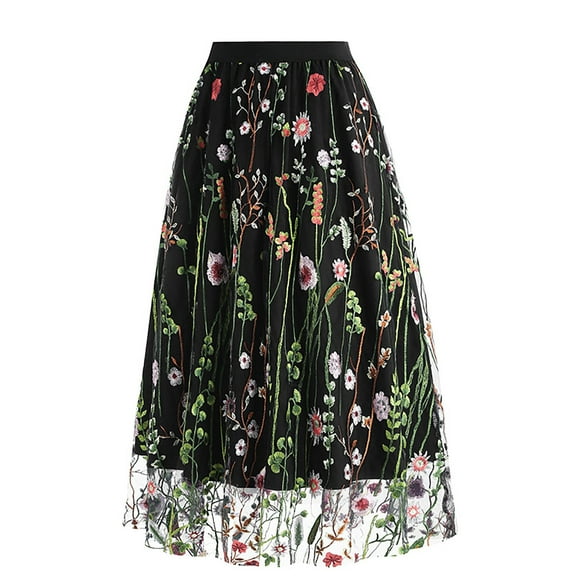 Women Fashion Embroidery SKirt Pocket Elastic Waist Loose Short A Shaped Skirt Mini Skirt plus Size Silk Skirts Extra Long Twin Bed Skirt Patchwork Skirt Wrap Skirt Maternity Skirt Sparkly Skirt And