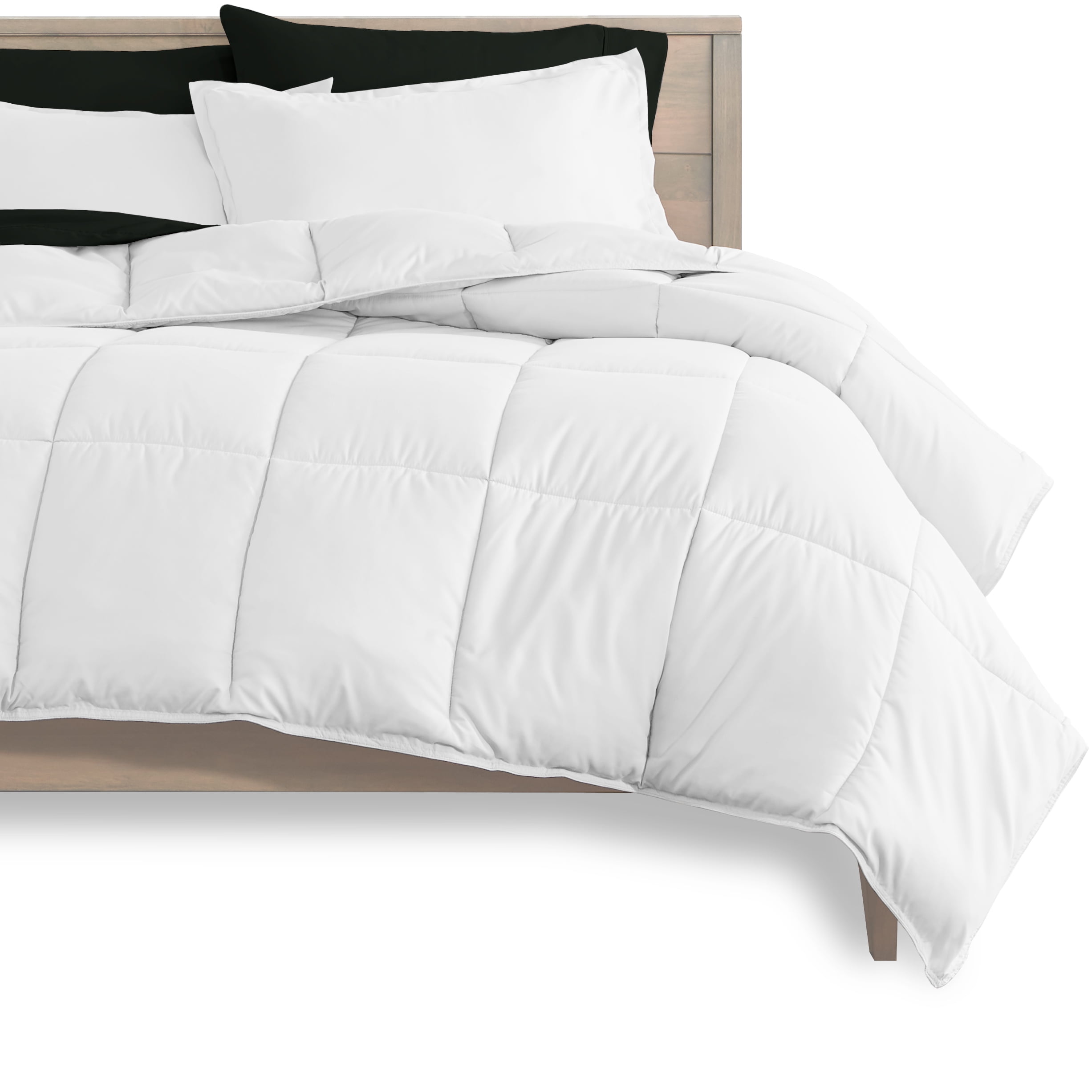 Bare Home Microfiber 7-Piece White and Black Bed in a Bag, King