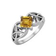 thumbnail image 1 of 5mm Forme Carrée Naturel Citrine 925 Argent Celtique Femmes Bague de Fiançailles, 1 of 4