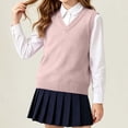 thumbnail image 2 of FAIOROI Unisex Kids Sleeveless Sweater Vest V Neck Cotton Knit for School and Daily Hot Pink 5-6T, 2 of 7