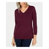 KAREN SCOTT Womens Maroon Ribbed Ribbed Long Sleeve V Neck Sweater Petites PP