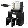 thumbnail image 6 of Resenkos Large Vanity Desk Set with 10 LED Bulbs, Makeup Dressing Table with Cushioned Stool for Women, Girls, Bedroom, Black, 6 of 11