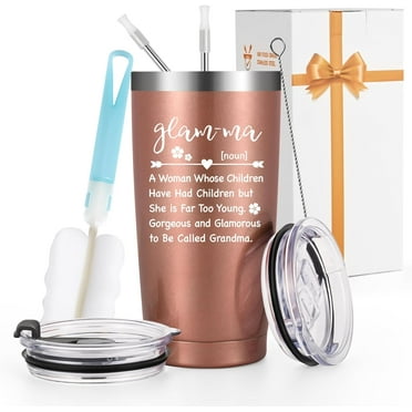 Gingprous Grandma Gifts , 20 oz Stainless Steel Tumbler with Lids, Vacuum Insulated Tumblers , Funny Grandma Tumbler Christmas Mother's Day Birthday Gifts, Rose Gold