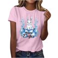 thumbnail image 2 of Hfnxid Easter Shirts for Women Funny Bunny Rabbit Graphic T Shirt Lightweight Breathable Crewneck Top Fahsion Flower Holiday Vacation Shirt Pink XXXL, 2 of 5