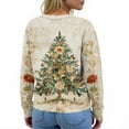 thumbnail image 5 of WTOBBY Women's Christmas Print Knit Cardigan, Fun and Festive Holiday Sweater for Fall and Winter, Long Sleeve Pullover with Seasonal Designs,Beige L, 5 of 6