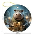 thumbnail image 3 of Ornament I Want A Hippopotamus for Christmas Double-Sided Ceramics Ornaments Cute Cartoon Hippo Wearing Santa Hat Snowing Christmas Xmas Tree Decoration Xmas Gift, 3 of 6