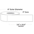 thumbnail image 3 of BuffaloLabel 2.5" x 10.5" x 520 Labels - White Gloss BOPP Roll Inkjet Labels - 3" Core - Blank, 3 of 5