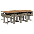 thumbnail image 3 of vidaXL 9 Piece Garden Dining Set with Cushions Grey Poly Rattan, 3 of 5