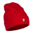 thumbnail image 4 of Mini Skull Embroidered Long Beanie - Red OSFM, 4 of 5
