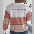 thumbnail image 4 of XPMWRP Women's Hallow Out Button Down Sweaters Crochet Striped Sweater Lightweight Henley Neck Pullover Tops Trendy Color Block Pink L, 4 of 7